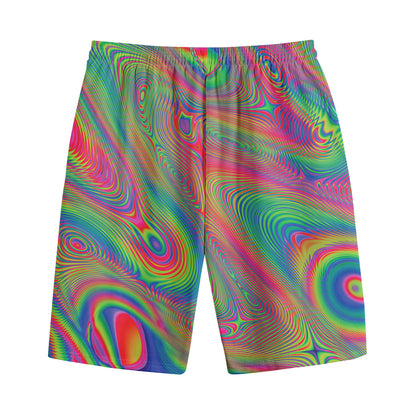 Psychedelic Rave Print Cotton Shorts