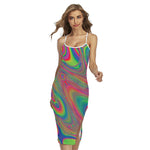 Psychedelic Rave Print Cross Back Cami Dress