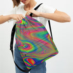 Psychedelic Rave Print Drawstring Backpack
