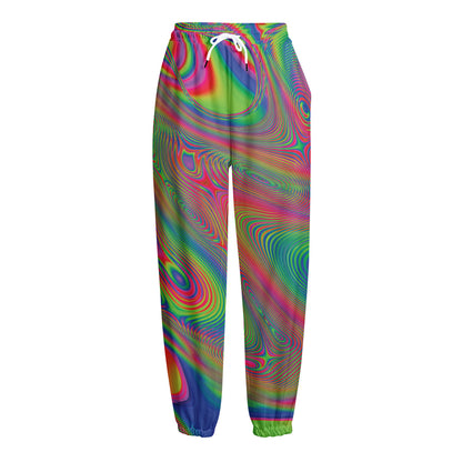 Psychedelic Rave Print Fleece Lined Knit Pants