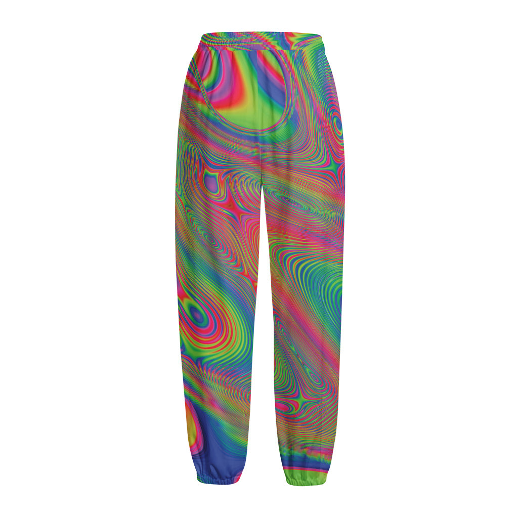 Psychedelic Rave Print Fleece Lined Knit Pants