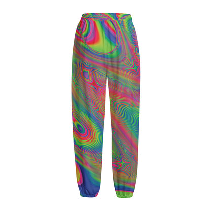 Psychedelic Rave Print Fleece Lined Knit Pants