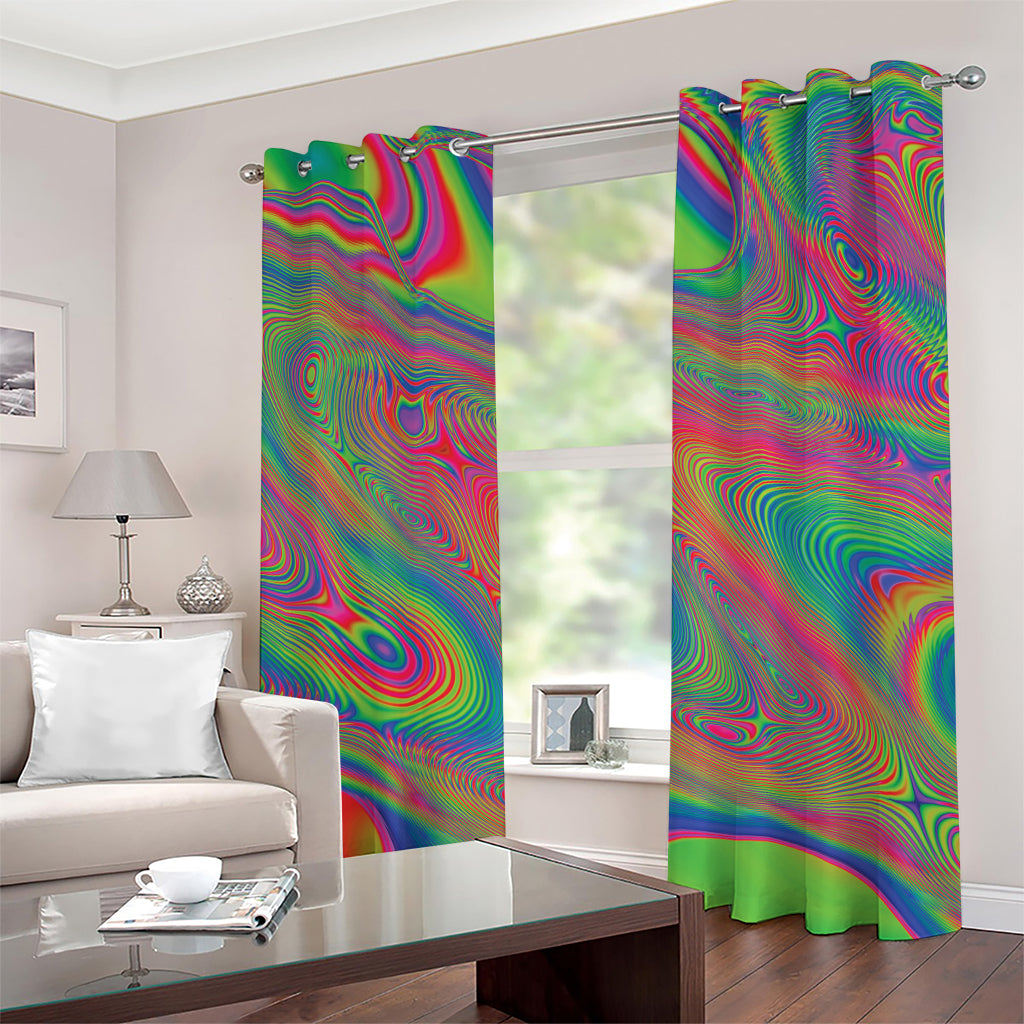 Psychedelic Rave Print Grommet Curtains