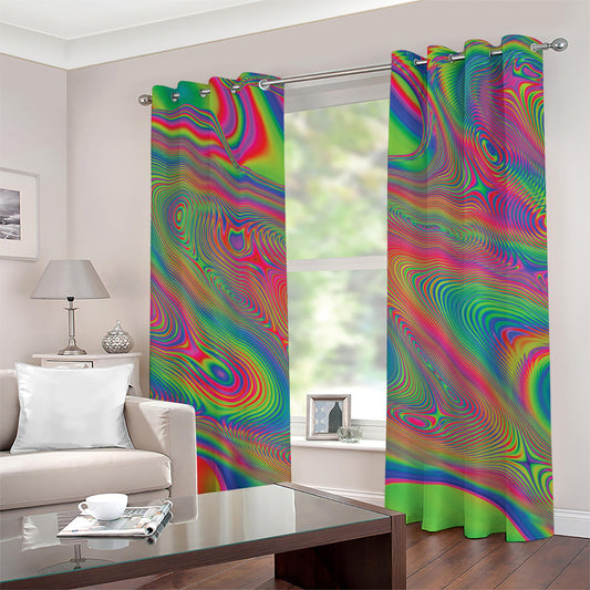 Psychedelic Rave Print Grommet Curtains