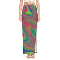Psychedelic Rave Print High Slit Maxi Skirt