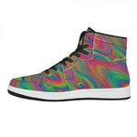 Psychedelic Rave Print High Top Leather Sneakers