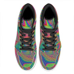 Psychedelic Rave Print High Top Leather Sneakers