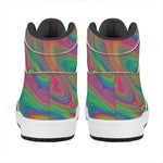 Psychedelic Rave Print High Top Leather Sneakers