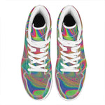 Psychedelic Rave Print High Top Leather Sneakers