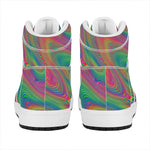Psychedelic Rave Print High Top Leather Sneakers