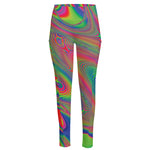 Psychedelic Rave Print High-Waisted Pocket Leggings