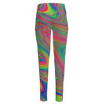 Psychedelic Rave Print High-Waisted Pocket Leggings