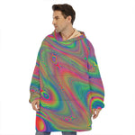 Psychedelic Rave Print Hoodie Blanket