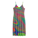 Psychedelic Rave Print Jersey Midi Cami Dress