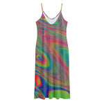 Psychedelic Rave Print Jersey Midi Cami Dress