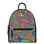 Psychedelic Rave Print Leather Backpack