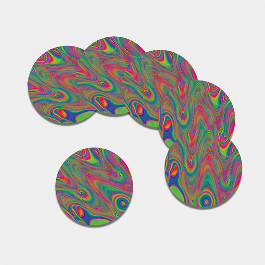 Psychedelic Rave Print Leather Coaster Set