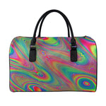 Psychedelic Rave Print Leather Duffle Bag