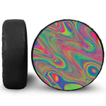 Psychedelic Rave Print Leather Spare Tire Cover