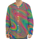 Psychedelic Rave Print Long Sleeve Baseball Jersey