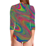 Psychedelic Rave Print Long Sleeve Swimsuit