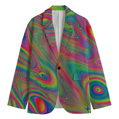 Psychedelic Rave Print Men's Cotton Blazer