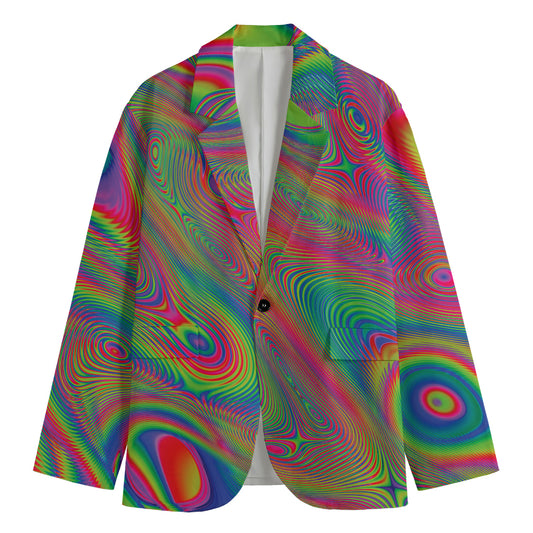 Psychedelic Rave Print Men's Cotton Blazer