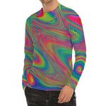 Psychedelic Rave Print Men's Long Sleeve Rash Guard