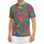Psychedelic Rave Print Men's Short Sleeve Rash Guard