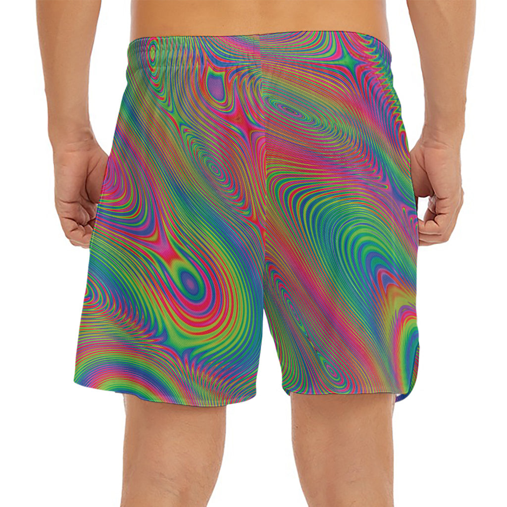 Psychedelic Rave Print Men's Split Running Shorts