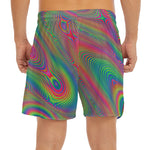 Psychedelic Rave Print Men's Split Running Shorts