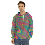 Psychedelic Rave Print Men's Velvet Pullover Hoodie