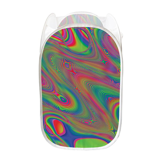 Psychedelic Rave Print Mesh Laundry Hamper