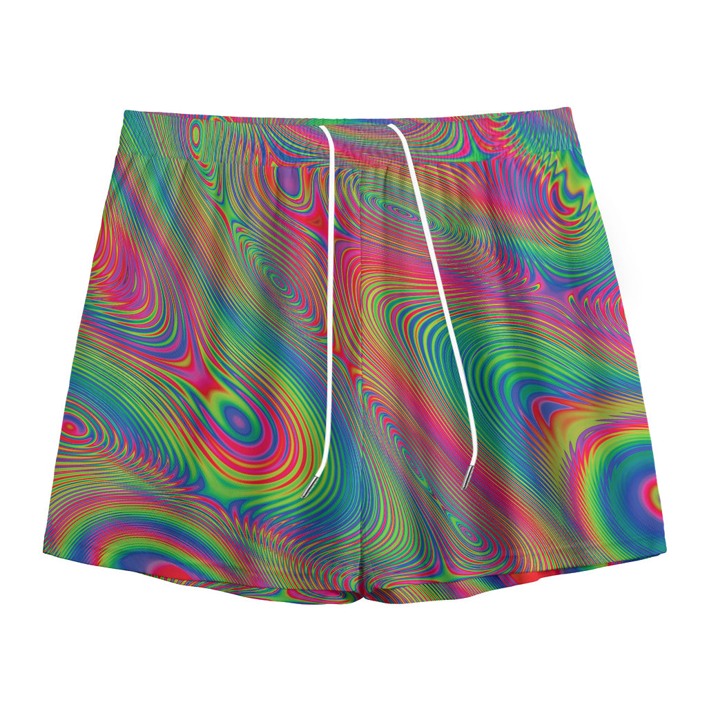 Psychedelic Rave Print Mesh Shorts