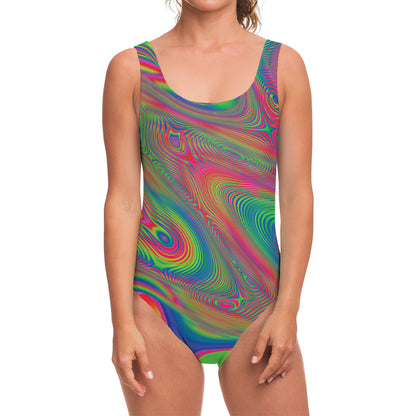 Psychedelic Rave Print One Piece Swimsuit
