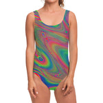 Psychedelic Rave Print One Piece Swimsuit