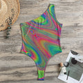 Psychedelic Rave Print One Shoulder Bodysuit