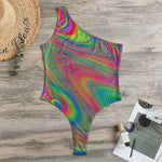 Psychedelic Rave Print One Shoulder Bodysuit