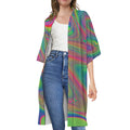 Psychedelic Rave Print Open Front Beach Cover Up