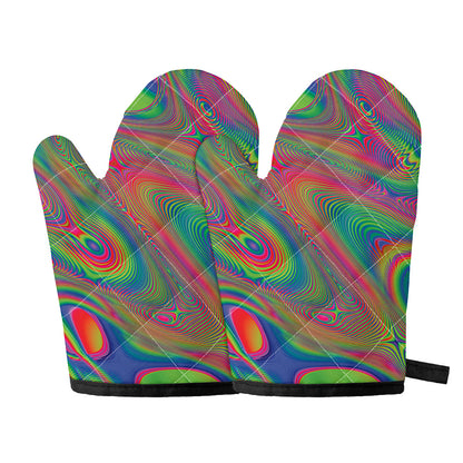 Psychedelic Rave Print Oven Mitts