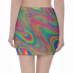 Psychedelic Rave Print Pencil Mini Skirt