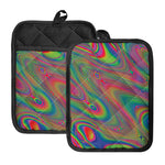 Psychedelic Rave Print Pot Holders With Pocket