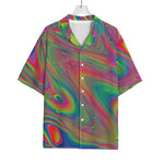 Psychedelic Rave Print Rayon Hawaiian Shirt
