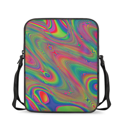 Psychedelic Rave Print Rectangular Crossbody Bag
