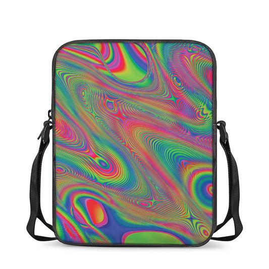 Psychedelic Rave Print Rectangular Crossbody Bag
