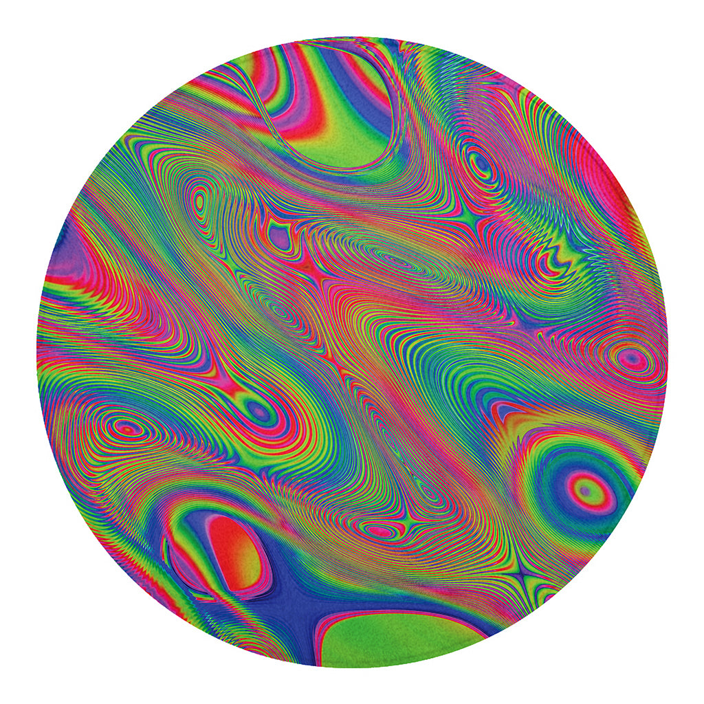 Psychedelic Rave Print Round Blanket