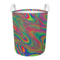 Psychedelic Rave Print Round Laundry Basket
