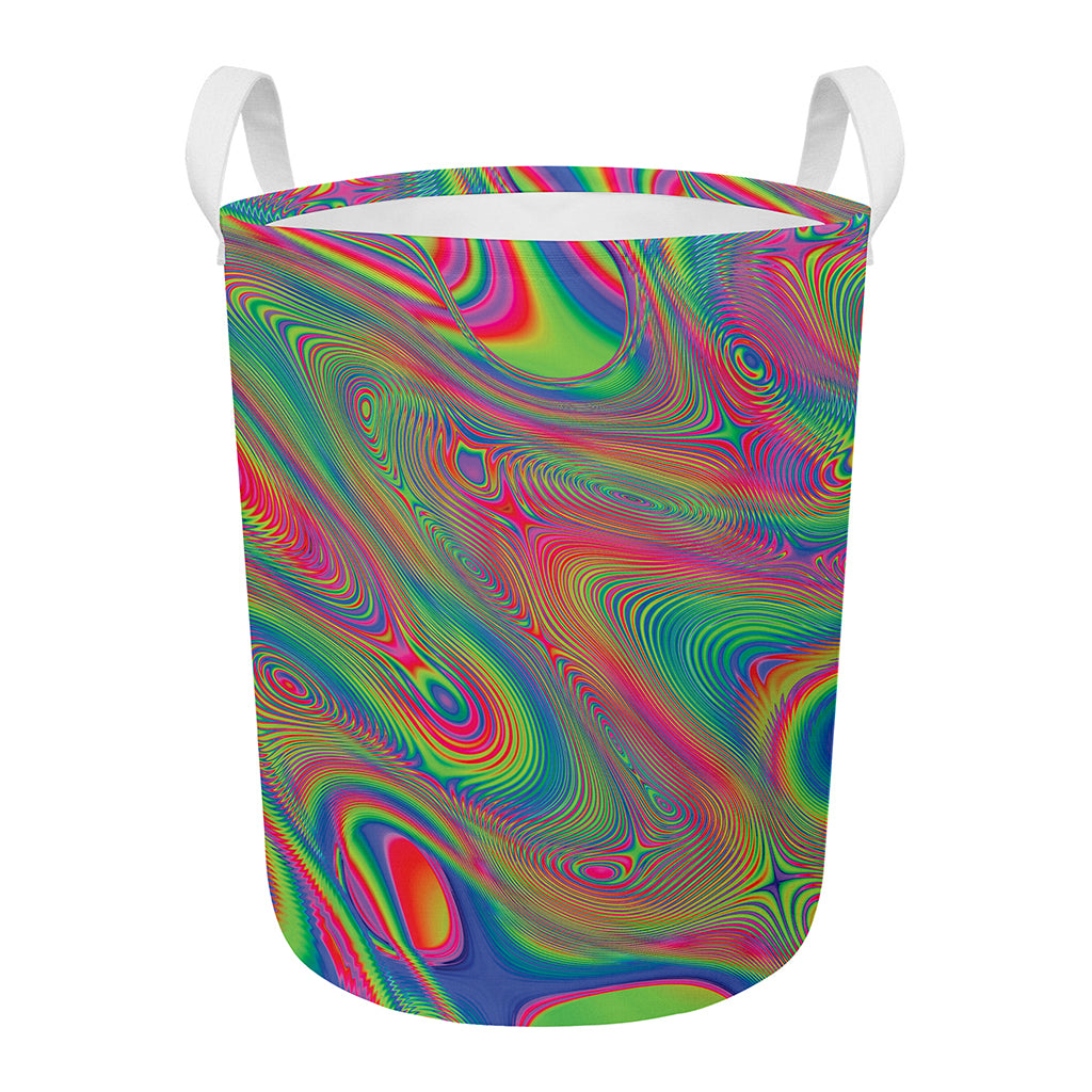 Psychedelic Rave Print Round Laundry Basket