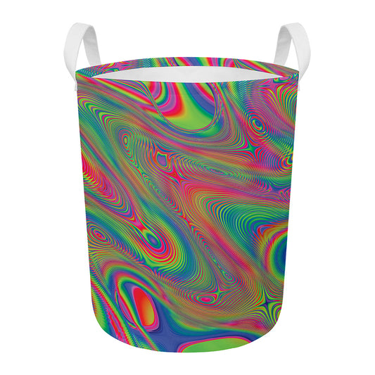Psychedelic Rave Print Round Laundry Basket