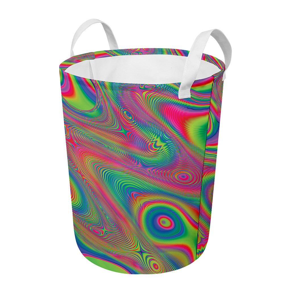 Psychedelic Rave Print Round Laundry Basket